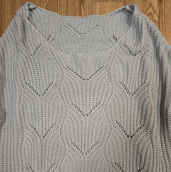 Light Blue Off The Shoulder Oversized Sweater - Picture 2 of 4
